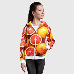 Толстовка на молнии детская Грейпфруты, цвет: 3D-белый — фото 2