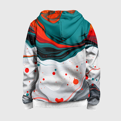 Детская толстовка на молнии Эбру красочная абстракция / 3D-Белый – фото 2