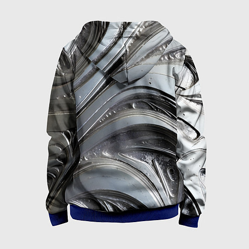 Детская толстовка на молнии Полированный серебряный металл / 3D-Синий – фото 2
