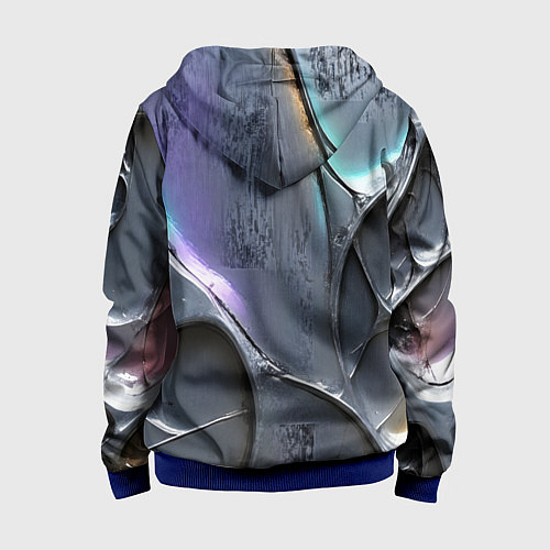 Детская толстовка на молнии Полированный серебряный металл / 3D-Синий – фото 2