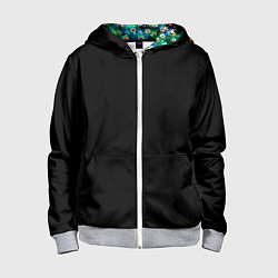 Детская толстовка на молнии Павлин красками на черном фоне - нейросеть