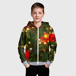 Толстовка на молнии детская Новогодние украшения на ёлке, цвет: 3D-меланж — фото 2