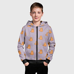 Толстовка на молнии детская Праздничный кот Рыжинс, цвет: 3D-черный — фото 2