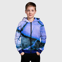 Толстовка на молнии детская Трещины на абстрактном синем фоне, цвет: 3D-синий — фото 2