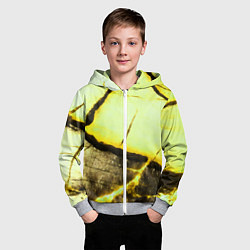 Толстовка на молнии детская Трещины на абстрактном жёлтом фоне, цвет: 3D-меланж — фото 2