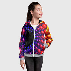 Толстовка на молнии детская Неоновая абстракция фрактал, цвет: 3D-меланж — фото 2