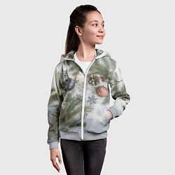 Толстовка на молнии детская Новогодние ветки, цвет: 3D-меланж — фото 2