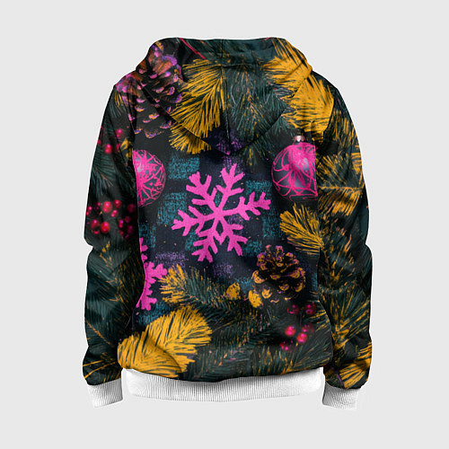 Детская толстовка на молнии Новый год и краски / 3D-Белый – фото 2