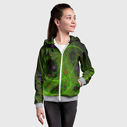 Толстовка на молнии детская Зелёный дым абстракция, цвет: 3D-меланж — фото 2