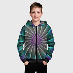 Толстовка на молнии детская Оптический узор неоновый, цвет: 3D-черный — фото 2