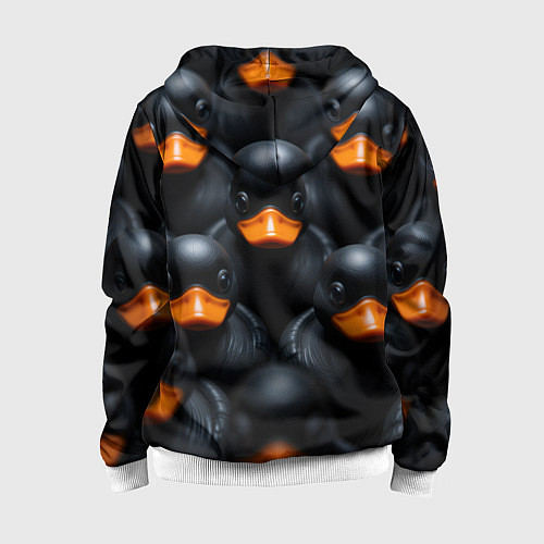 Детская толстовка на молнии Черные уточки / 3D-Белый – фото 2