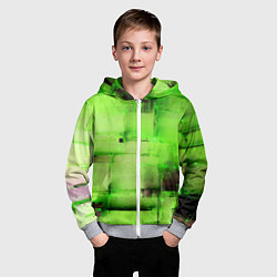 Толстовка на молнии детская Чёрные пятна на зелёном фоне абстракция, цвет: 3D-меланж — фото 2