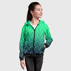Толстовка на молнии детская Градиент зелёно-синий со звёздочками, цвет: 3D-черный — фото 2