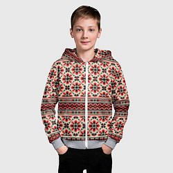 Толстовка на молнии детская Славянская обережная вышивка, цвет: 3D-меланж — фото 2