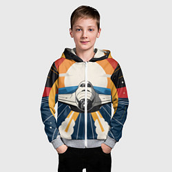 Толстовка на молнии детская Скоростной ретро самолет, цвет: 3D-меланж — фото 2