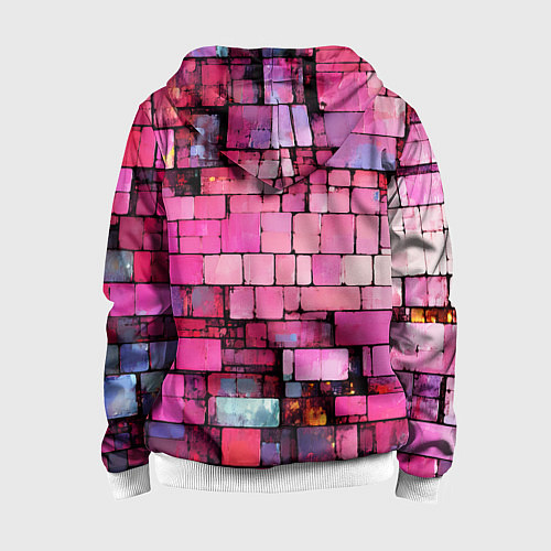 Детская толстовка на молнии Pink bricks / 3D-Белый – фото 2