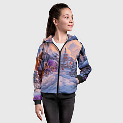 Толстовка на молнии детская Тропинка к новому году, цвет: 3D-черный — фото 2