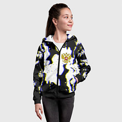 Толстовка на молнии детская Россия герб глитч, цвет: 3D-черный — фото 2