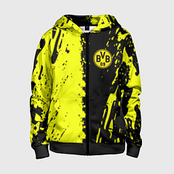 Толстовка на молнии детская Borussia краски текстура, цвет: 3D-черный