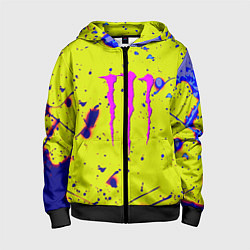 Толстовка на молнии детская Monster energy краски, цвет: 3D-черный