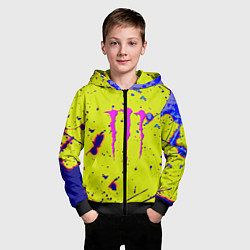 Толстовка на молнии детская Monster energy краски, цвет: 3D-черный — фото 2