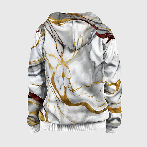 Детская толстовка на молнии Жёлто-белый мрамор / 3D-Белый – фото 2