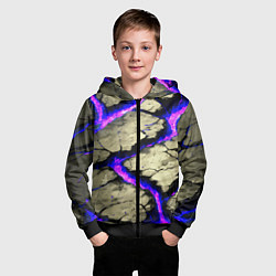 Толстовка на молнии детская Треснувший камень фиолетовый, цвет: 3D-черный — фото 2