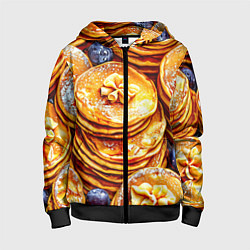 Толстовка на молнии детская Блинчики, цвет: 3D-черный