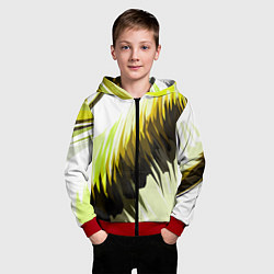 Толстовка на молнии детская Чёрно-жёлтые острые полосы на белом фоне, цвет: 3D-красный — фото 2
