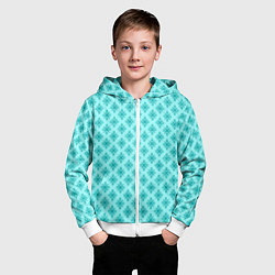 Толстовка на молнии детская Мятный голубой паттерн с узором, цвет: 3D-белый — фото 2