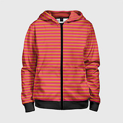Толстовка на молнии детская Полосы красный розовый и оранжевый, цвет: 3D-черный