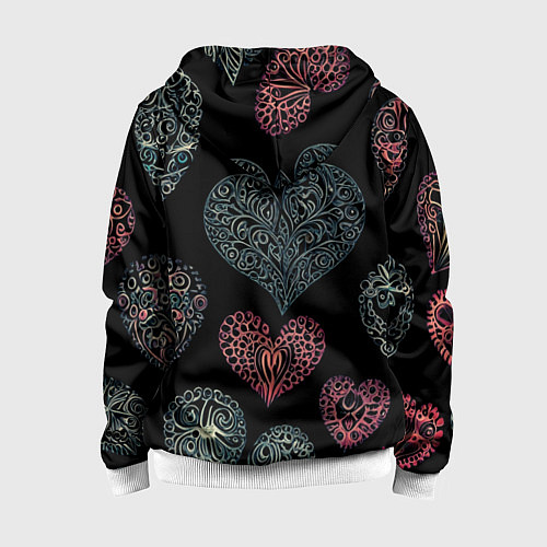 Детская толстовка на молнии Сердца в виде узоров / 3D-Белый – фото 2