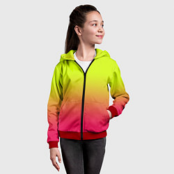 Толстовка на молнии детская Градиент салатовый в розовый, цвет: 3D-красный — фото 2