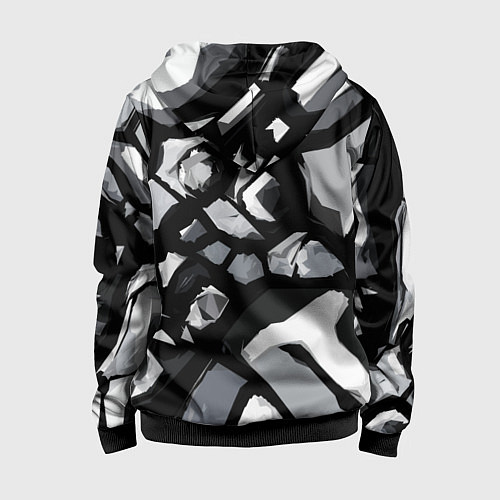 Детская толстовка на молнии Чёрно-серая абстракция / 3D-Черный – фото 2