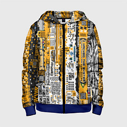 Толстовка на молнии детская Cyberpunk pattern yellow, цвет: 3D-синий