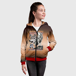 Толстовка на молнии детская Волки с надписью, цвет: 3D-красный — фото 2