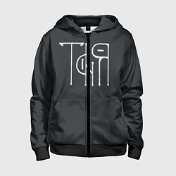 Толстовка на молнии детская Таня вязью - белая надпись, цвет: 3D-черный