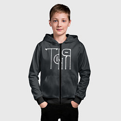 Толстовка на молнии детская Таня вязью - белая надпись, цвет: 3D-черный — фото 2