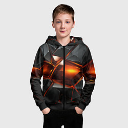 Толстовка на молнии детская Красные стекла и черные камни - текстура, цвет: 3D-черный — фото 2