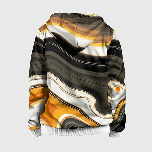 Детская толстовка на молнии Волнистые чёрно-жёлтые полосы на белом фоне / 3D-Белый – фото 2