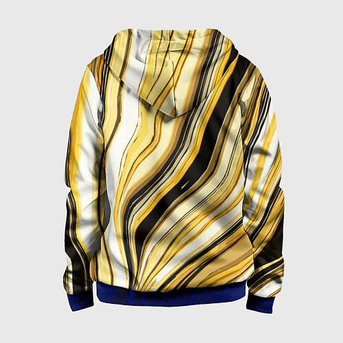 Детская толстовка на молнии Волнистые вертикальные чёрно-жёлтые полосы / 3D-Синий – фото 2