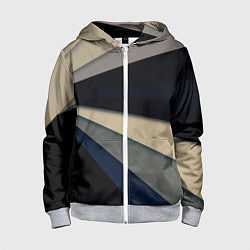 Толстовка на молнии детская Фрактальные линии - темный, цвет: 3D-меланж