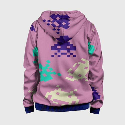 Детская толстовка на молнии Пиксели фильтр / 3D-Синий – фото 2