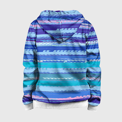 Детская толстовка на молнии Морской сине-голубой абстрактные полосы / 3D-Белый – фото 2