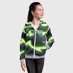 Толстовка на молнии детская Зеленый неоновый камуфляж, цвет: 3D-меланж — фото 2