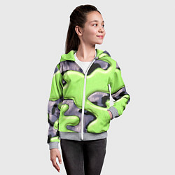Толстовка на молнии детская Зеленый объемный камуфляж, цвет: 3D-меланж — фото 2