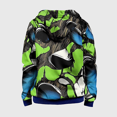 Детская толстовка на молнии Объемный камуфляж из слоев / 3D-Синий – фото 2