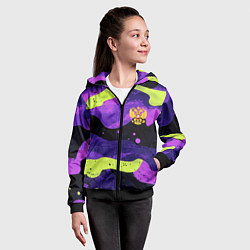 Толстовка на молнии детская Черно-фиолетовый камуфляж и золотой герб РФ, цвет: 3D-черный — фото 2
