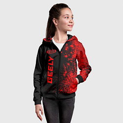 Толстовка на молнии детская Geely - red gradient по-вертикали, цвет: 3D-черный — фото 2