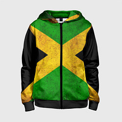Толстовка на молнии детская Jamaica flag, цвет: 3D-черный